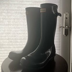 Hunter Black Shiny Rubber Boots